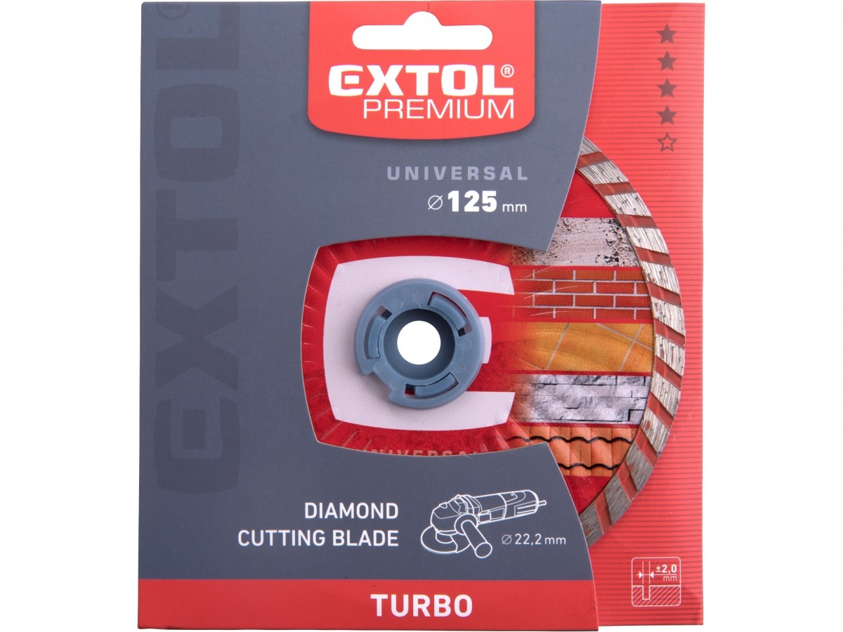 EXTOL PREMIUM kotouč diamantový řezný 125x22,2mm TURBO - suché i mokré řezání 108752