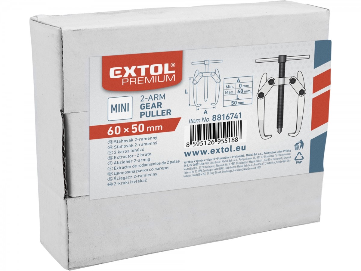 EXTOL PREMIUM stahovák dvouramenný, kovaný-mini, rozpětí 60mm 8816741
