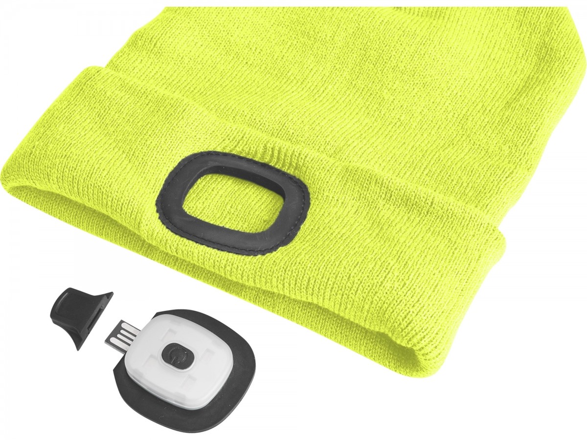 čepice s čelovkou 4x45lm, USB nabíjení, žlutá, univerzální velikost Extol 43194