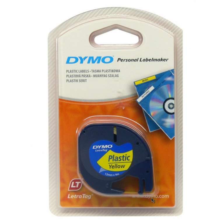 Dymo 59425 LetraTag S0721570 - páska 12mm x 4m černý tisk/žlutá podklad plastový
