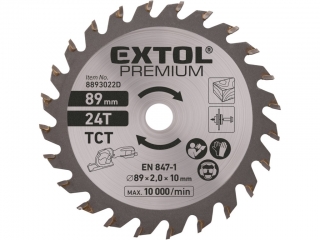 Kotouč pilový s SK plátky, Ř89 x 1,0 x 10 mm, 24T 8893022D Extol