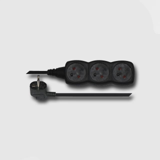 Prodlužovací kabel černý 3 zásuvky 3m