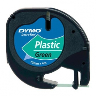 Dymo 59425 LetraTag S0721560 - páska 12mm x 4m černý tisk/zelený podklad plastový